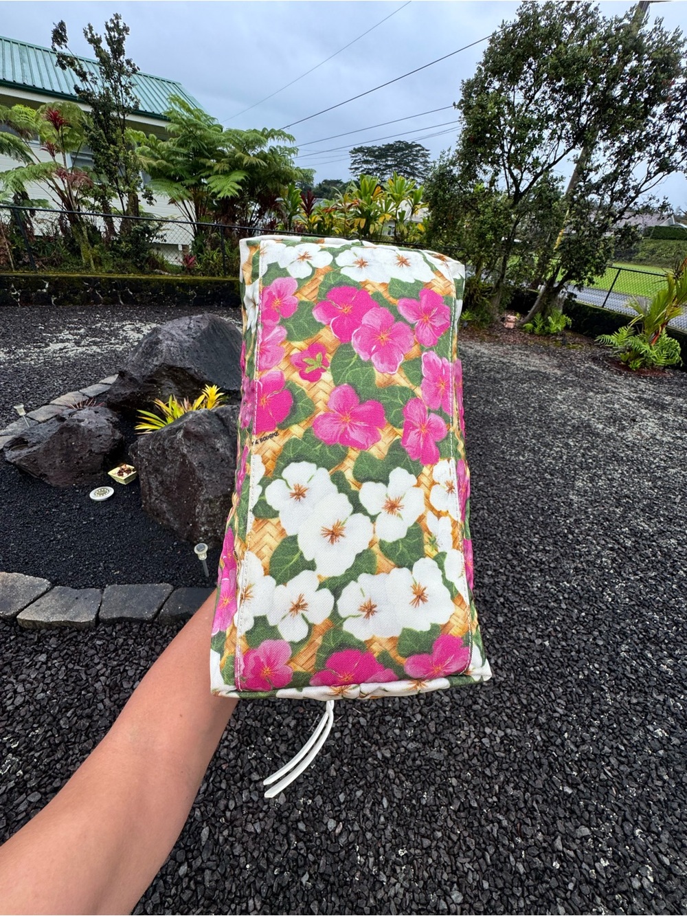 Dooney & Bourke Floral Canvas Tote Bag Braided Leather Handles Tropical Print - Picture 7 of 12